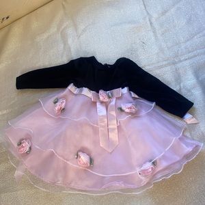 youngland 3-6 month baby girl pink and black dress